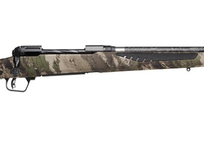 Savage Arms 58029 110 UltraLite 7mm PRC 2+1 22″ Threaded Carbon Fiber Wrapped Barrel, Black Melonite Rec, Woodland Camo AccuStock with AccuFit