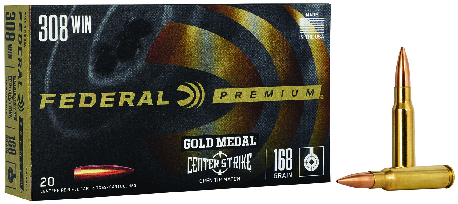 Federal GM308OTM1 Premium Gold Medal 308Win 168gr Open Tip Match 20 Per Box/10 Case