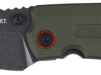 CRKT 6277 Overland  Compact 2.24″ Folding Plain Stonewashed D2 Steel Blade, Green w/Orange Accents G10/SS Handle, Includes Pocket Clip