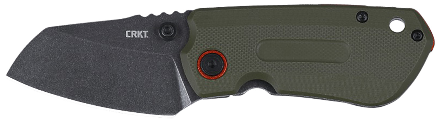 CRKT 6277 Overland  Compact 2.24″ Folding Plain Stonewashed D2 Steel Blade, Green w/Orange Accents G10/SS Handle, Includes Pocket Clip