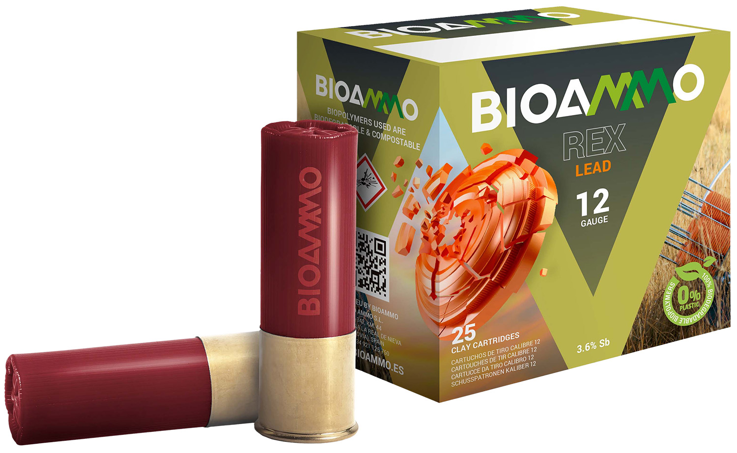 Bioammo BR2880 Rex Lead Competition 12Gauge 2 3/4″ 1oz 8Shot 25 Per Box/10 Case