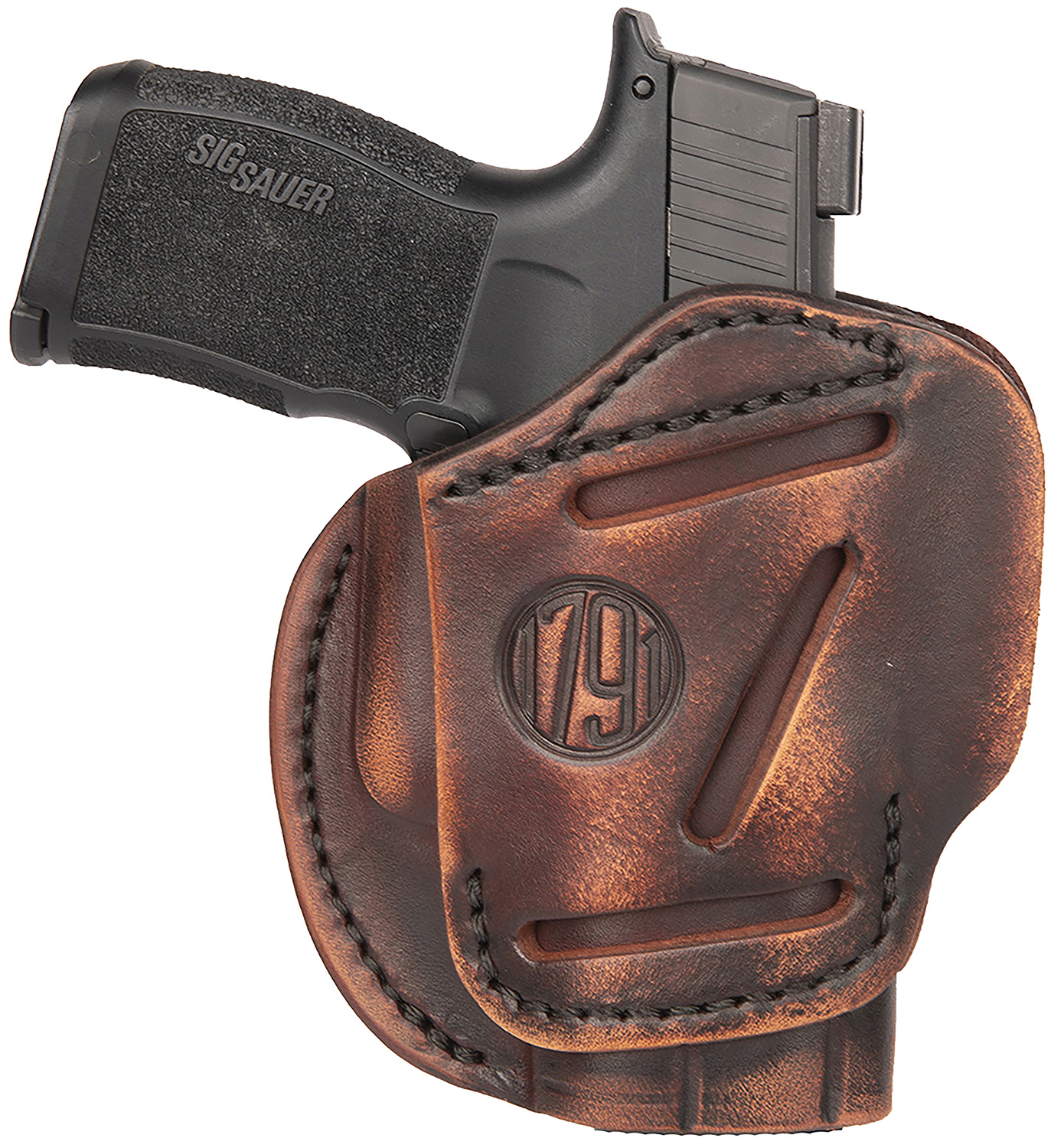 1791 Gunleather 3WH2VTGA 3-Way  IWB/OWB Size 02 Vintage Leather Belt Loop Fits Ruger LCP Fits S&W Bodyguard Fits Glock 42 Ambidextrous Hand
