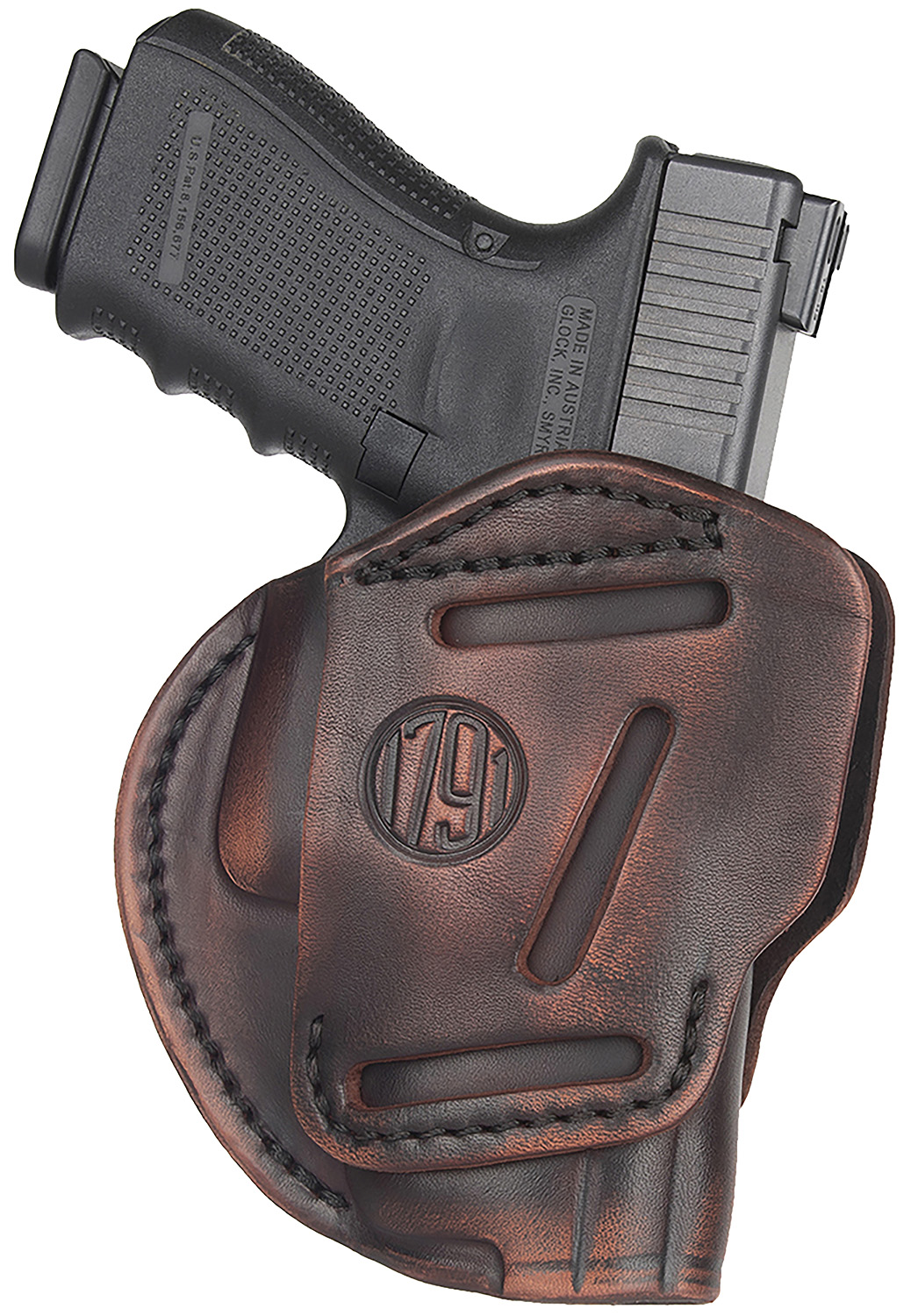 1791 Gunleather 3WH3VTGA 3-Way  IWB/OWB Size 03 Vintage Leather Belt Loop Fits Ruger LC9 Fits Glock 26 Ambidextrous Hand