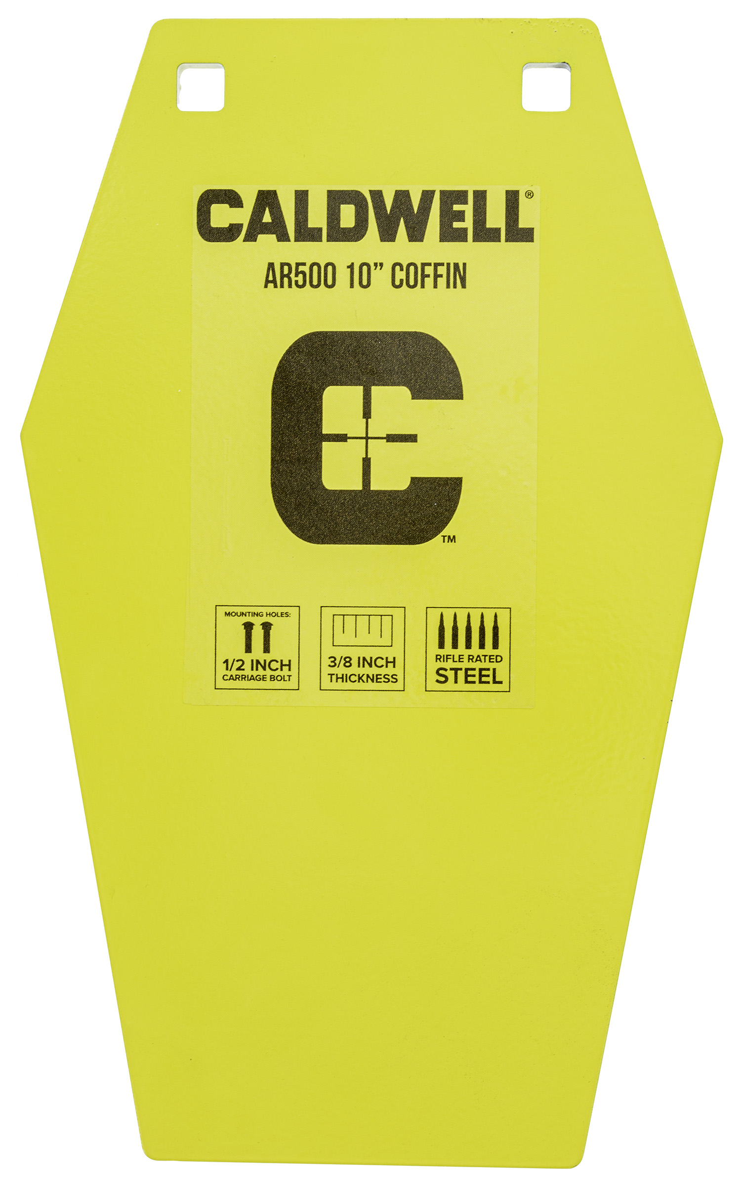 Caldwell 1116693 C  10″ Coffin CP4 Yellow Powder Coat AR500 Steel Hanging