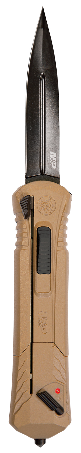 Smith & Wesson Knives 1092050 M&P  3.50″ OTF Spear Point Plain Black Oxide AUS-8A SS Blade 5.16″ Flat Dark Earth Aluminum Handle