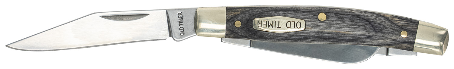 Old Timer 1149100 Heritage Series Middleman 340T 2″ 1.70″ 2.40″ Folding Clip Point/Pen/Sheepsfoot D2 Steel Blade, 3.70″ Gray Wood Laminate Handle