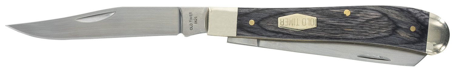 Old Timer 1135990 Heritage Series Trapper 940T 3″ Folding Clip Point/Spey Plain D2 Steel Blade, 3.70″ Gray Wood Laminate Handle