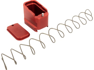 Shield Arms G19ME5RED Magazine Extension  +5 Extended 9mm Luger/40 S&W 5rd Compatible w/Glock 19/23, Red Anodized Aluminum