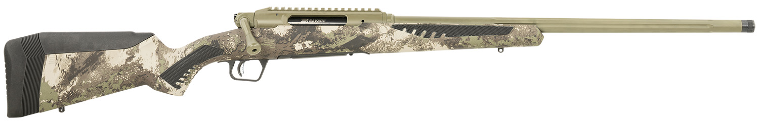 Savage Arms 58027 Impulse Big Game 300 WSM 2+1 24″ Threaded, Hazel Green Barrel/Rec, Woodland Camo AccuStock with AccuFit, Includes Detachable Box Mag