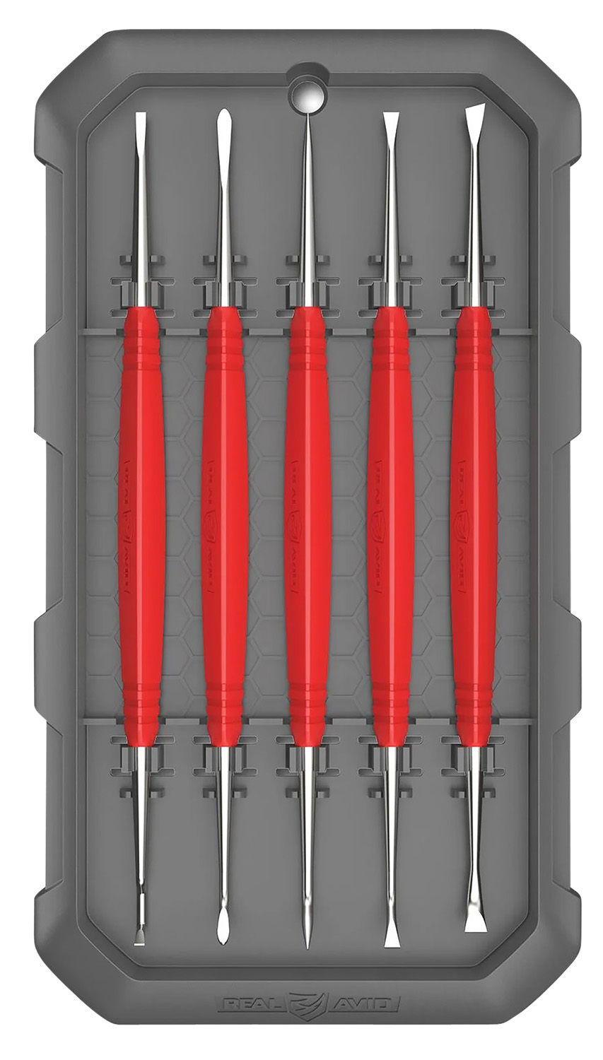 Real Avid AVAGSPS Accu-Grip Steel Picks  Red Rubber Overmold Handle 5 Pieces