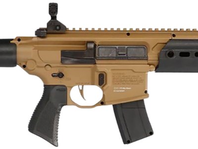 Sig Sauer Airguns AIRMCXCANEBRAKE MCX Canebrake Air  CO2 (Not Included) 177 Pellet 30rd, FDE Metal Rec, Removable Fixed Black Synthetic Stock, Flat Trigger, Flip-Up Sights