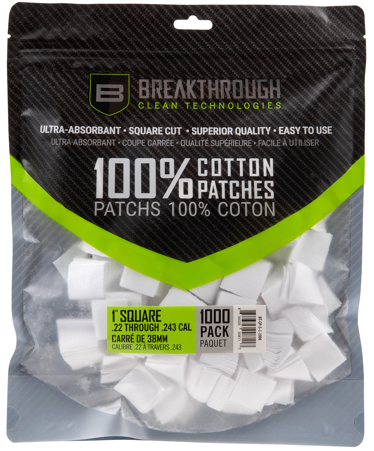 Breakthrough Clean BTCPS11000 Square Patches 243/270 Cal 1″ 1000 pieces