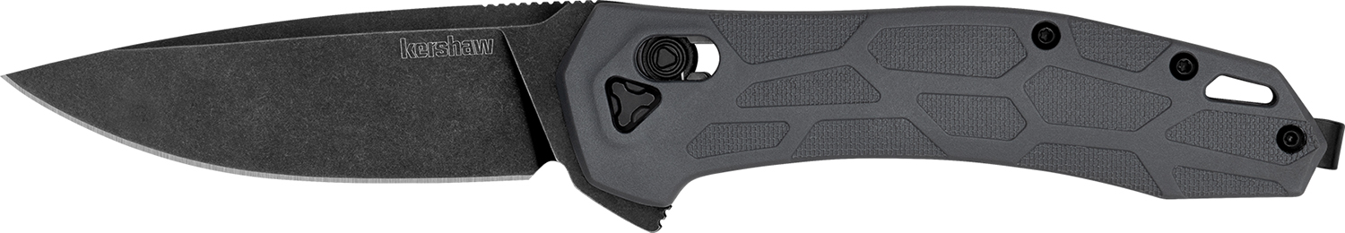 Kershaw 2042 Covalent  Mid-Size 3.20″ Folding Drop Point Plain Black Oxide Blackwash D2 Steel Blade, Gray Textured Pockets Glass Filled Nylon Handle, Includes Pocket Clip