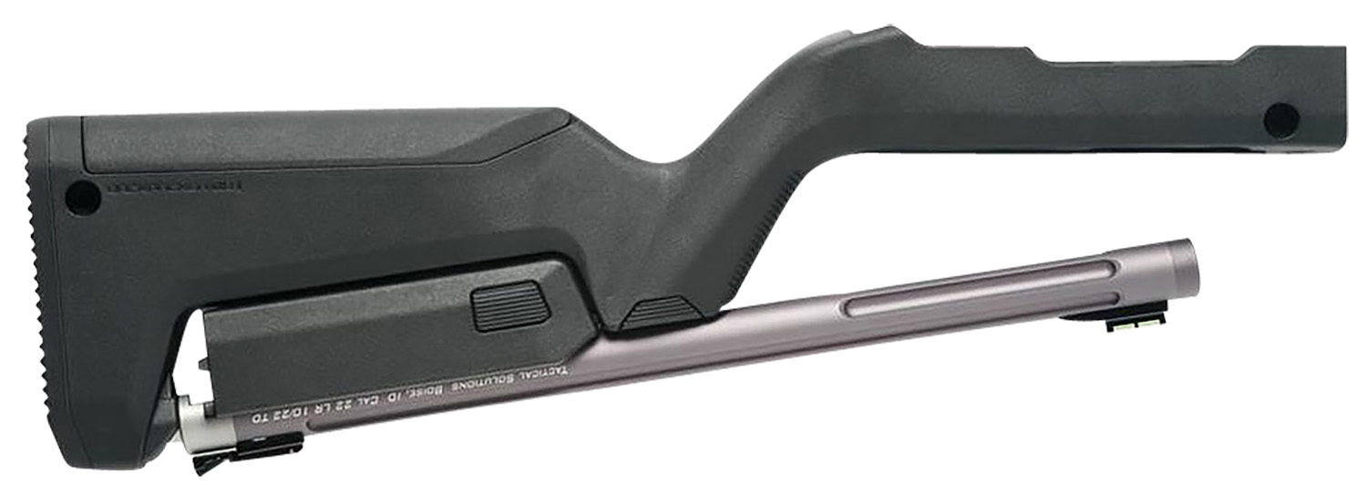 Tactical Solutions TDCGMGBBLK X-Ring Takedown Barrel and Stock Combo 22 LR 16.50″ Gunmetal Gray Fluted & Threaded with Fiber Optic Sight, Black Magpul Backpacker Stock Fits Ruger 10/22 Takedown
