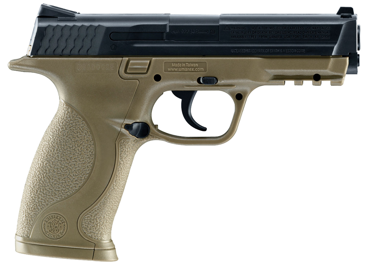 Umarex 2255051 S&W M&P  CO2 177 BB 19+1 4.25″ FDE Polymer Grips