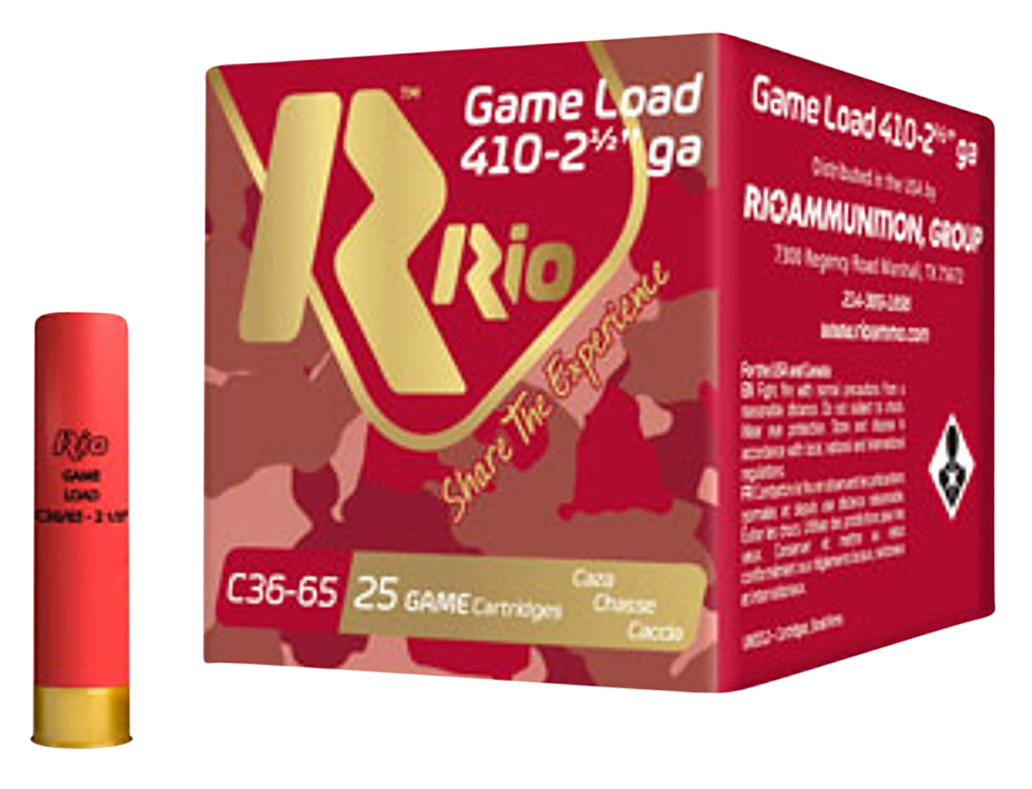 Rio Ammunition RC368 Game Load Heavy Field 410Gauge 2.50″ 1/2oz 8Shot 25 Per Box/10 Case