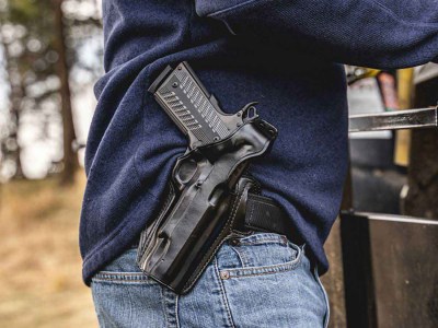 Galco FL838RB Fletch  OWB Black Leather Belt Slide Fits Sig P365 Right Hand