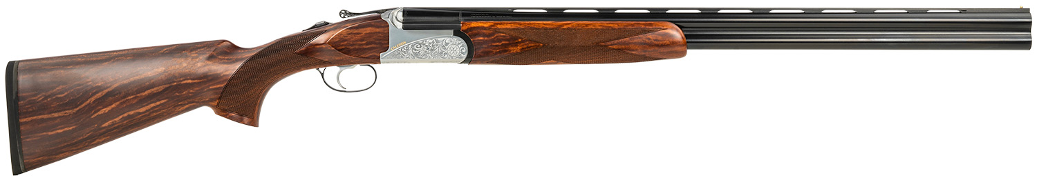 Fausti Usa, Inc 15803 Caledon  28 Gauge 2.75″ 2rd 26″ Blued Barrel, Engraved Stainless Rec, Wood Laser Grain Stock, Metallic Bead Sight