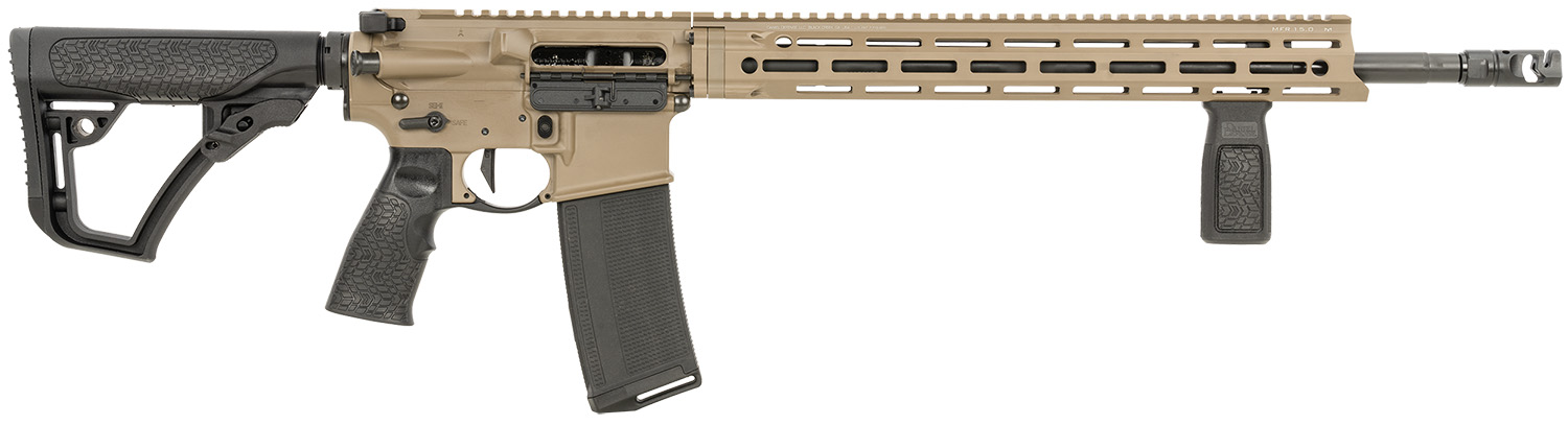 Daniel Defense 0212811090047 DDM4 V7 Pro 5.56x45mm NATO 18″ 30+1, FDE Rec, Black OEM Overmolded Stock & Grip, Geissele Trigger