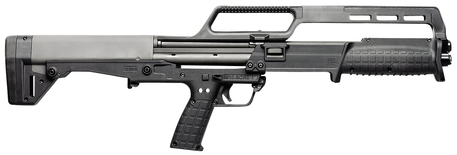 Kel-Tec KSG410BLK KSG  410 Bore 18.50″ 3″ 10+1, Black, Polymer Grip, Synthetic Fixed Stock, Cary Handle Fiber Optic Sights