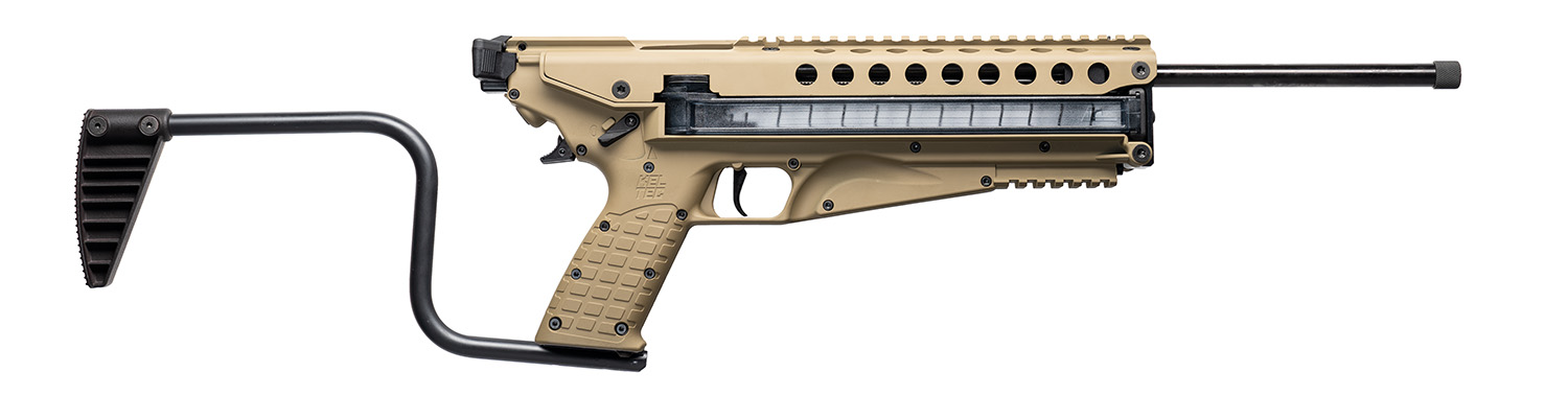 Kel-Tec R50TAN R50  5.7x28mm 50+1 16.10″ Threaded Barrel, Tan Receiver & Polymer Grip, Side-Folding Stock, Adjustable Sights, QD Sling Mount