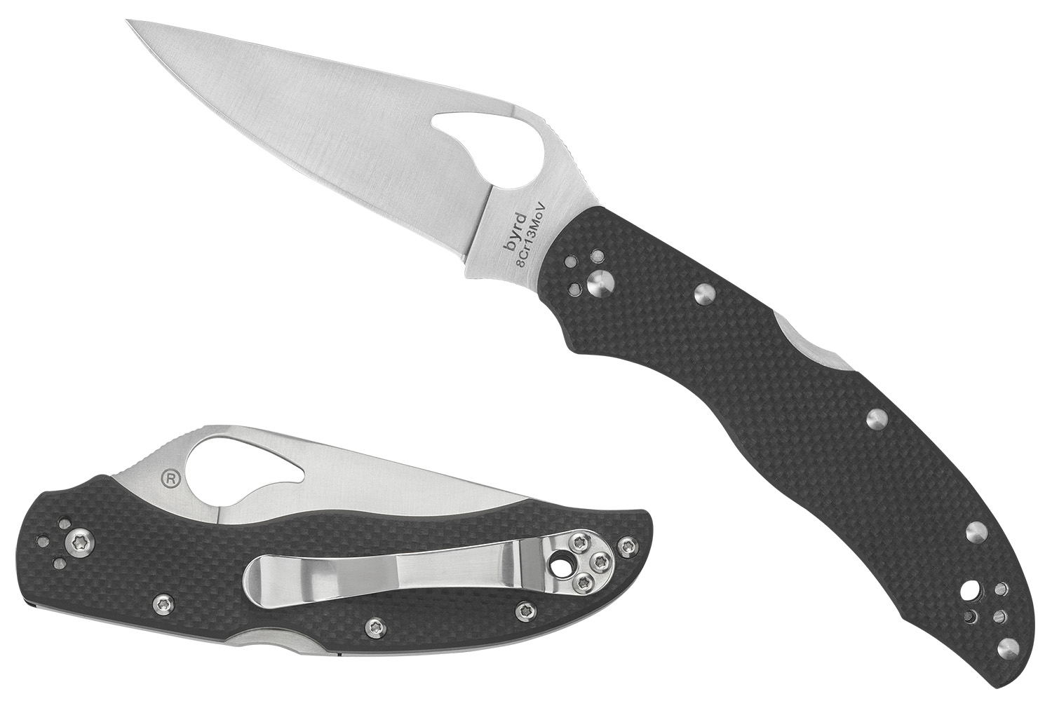 Spyderco BY01GPS2 Harrier 2  3.39″ Folding Drop Point Part Serrated Stonewashed 8Cr13MoV SS Blade, Black Textured G10 Handle, Includes Pocket Clip
