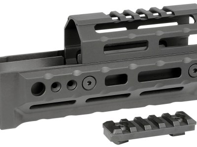Midwest Industries MIAKALPHA6 Alpha  Drop-in Aluminum Black Hardcoat Anodized 5 Slot Picatinny Rail AK-Platform 6″ Long Compatible w/M-LOK