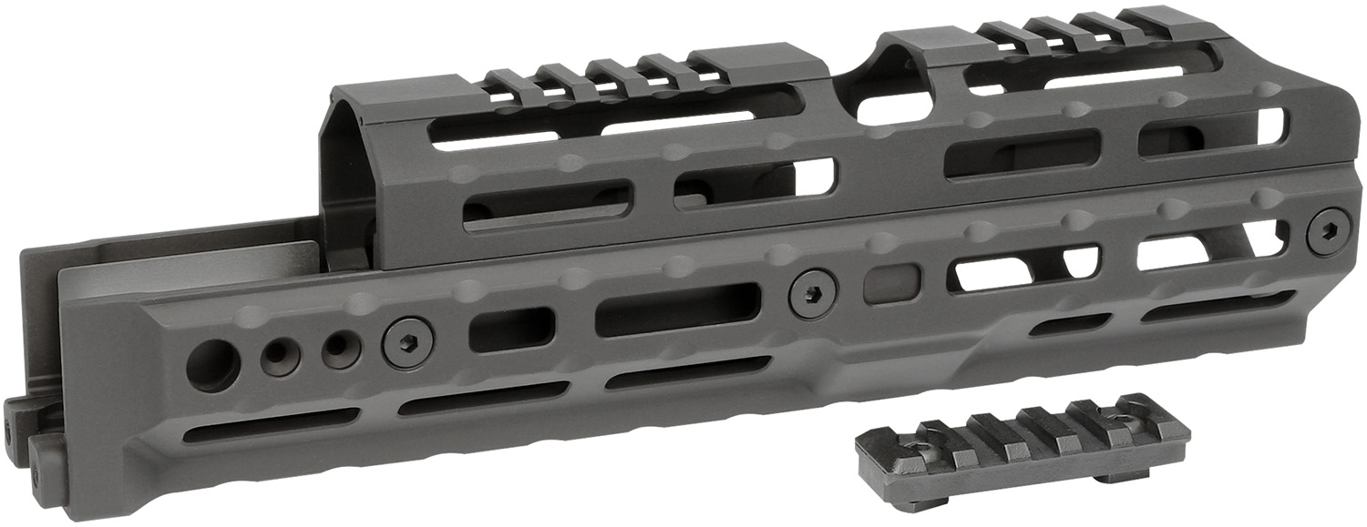Midwest Industries MIAKALPHA100 Alpha  Drop-in Aluminum Black Hardcoat Anodized 5 Slot Picatinny Rail AK-Platform 10″ Long Compatible w/M-LOK