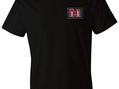 Hornady Gear 30763 POW Blue Line  Black, Cotton Short Sleeve, Semi-Fitted Large