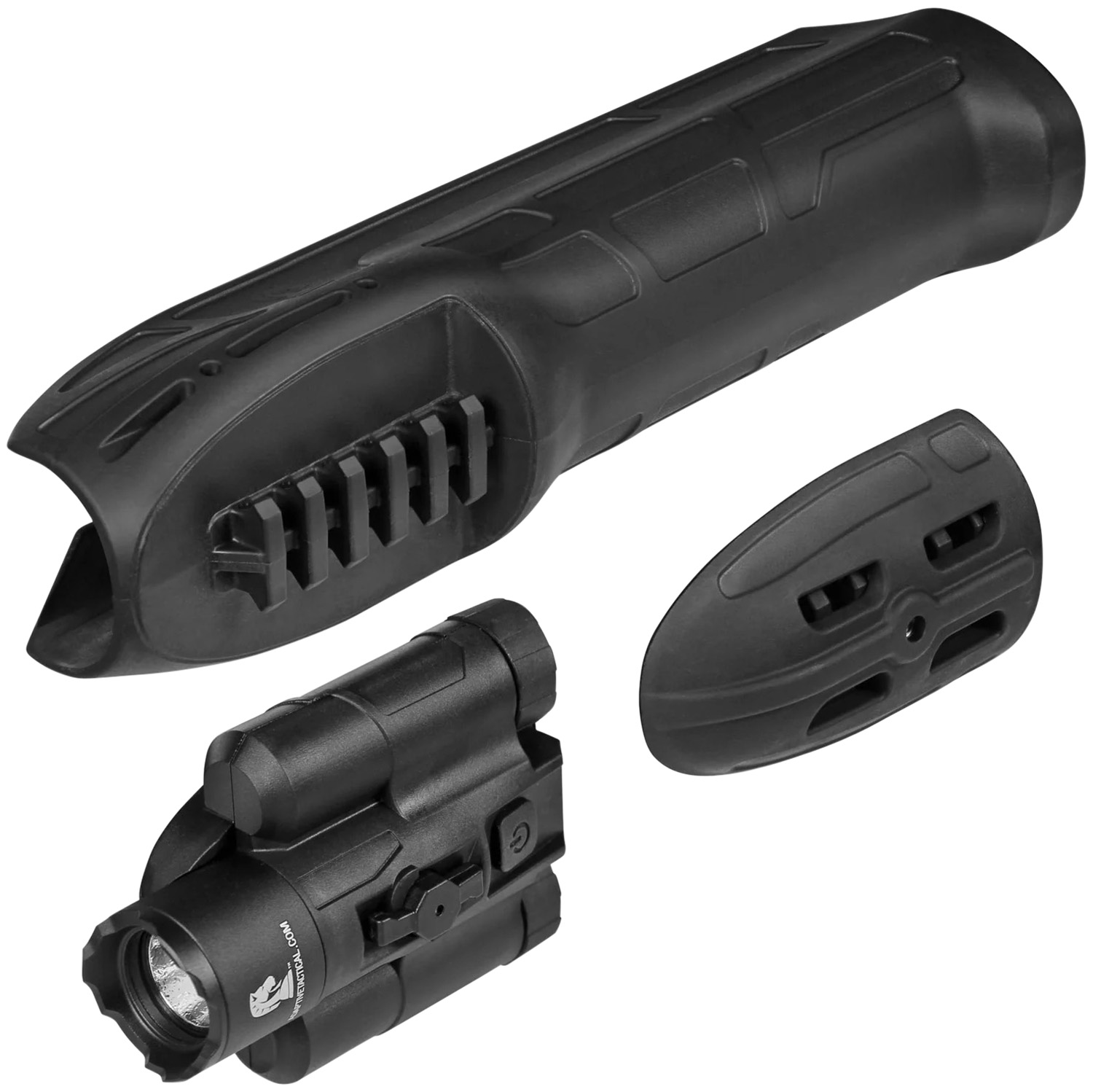 ADAPTIVE TACTICAL AT02900 EX Performance Forend with 300 Lumen Flashlight, Black Polymer, Concealed 2″ Picatinny, Fits Remington 870/1100/11-87