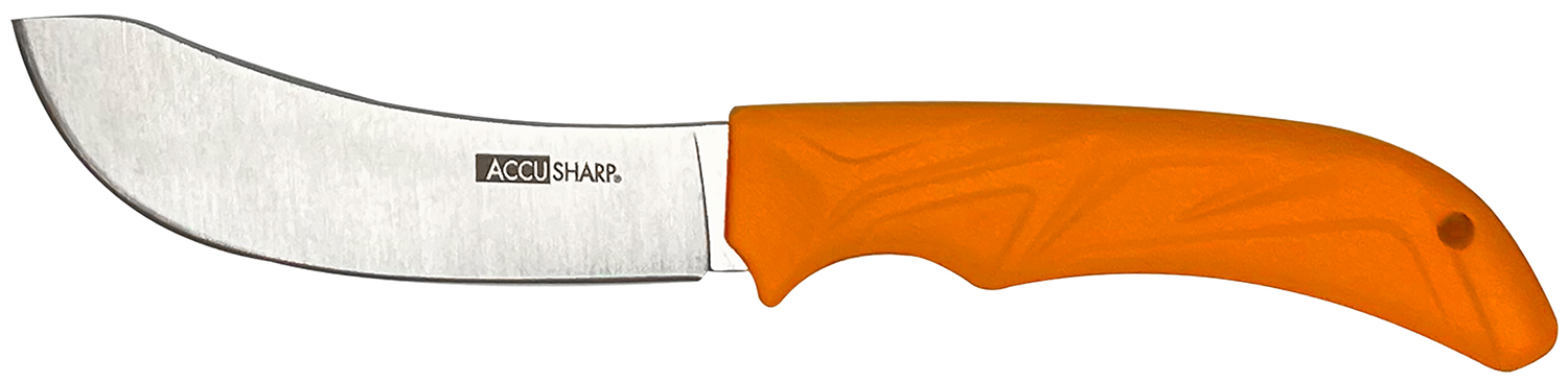 AccuSharp 732C Butcher  4″ Fixed Butcher Plain Stainless Steel Blade/Blaze Orange Ergonomic Anti-Slip Rubber Handle