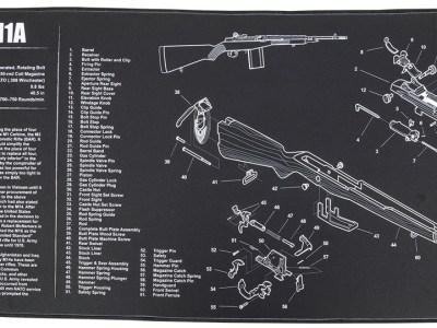 TekMat TEKR44M14 M14 (M1A) Cleaning Mat Black/White Rubber 15″x44″ M14 (M1A) Parts Diagram