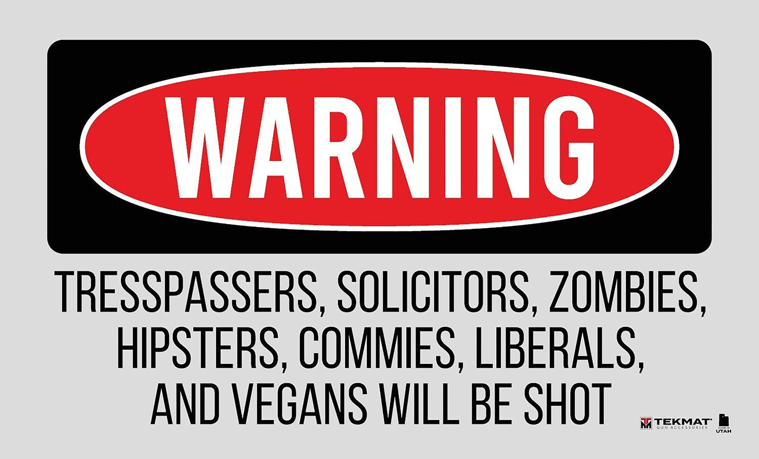 TekMat TEK42TRESPASSERS Trespassers Will Be Shot Door Mat Multi-Color Rubber 25″x42″