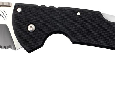 Cold Steel CS22KFS Tiger Claw  3.50″ Folding Hawkbill Serrated Stonewashed American S35VN Blade/6″ Matte Black w/Ring G10 Handle Includes Belt Clip
