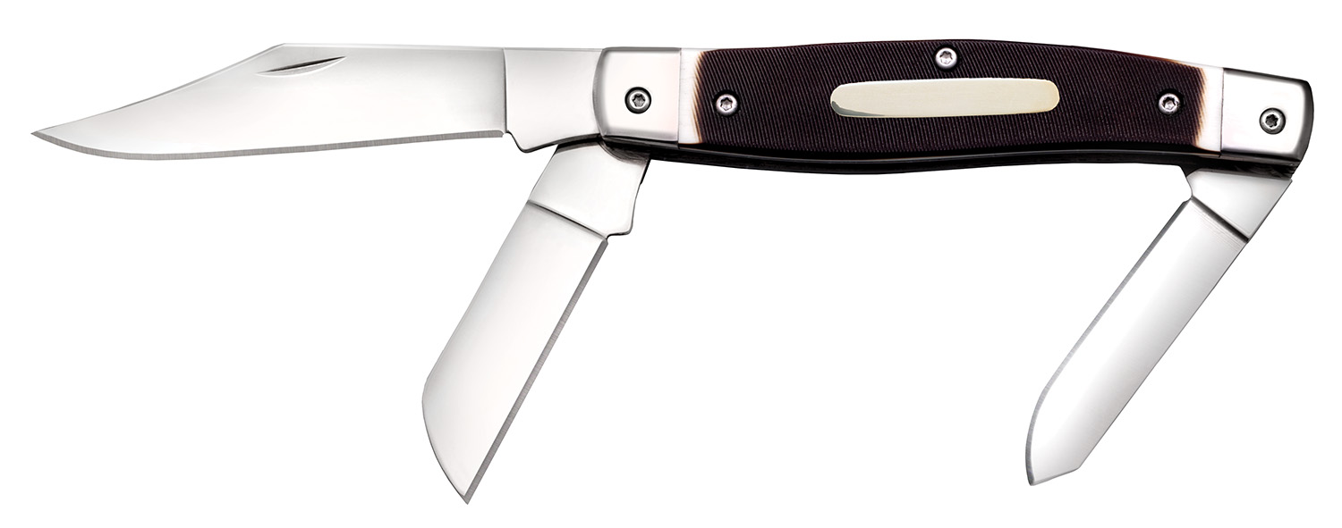 Cold Steel CSFLSTKMN Stockman  2″/2.30″/3.50″ Folding Clip/Sheepsfoot/Spey Plain 8Cr13MoV SS Blade/Rough Black w/Polished Bolsters Bone Handle