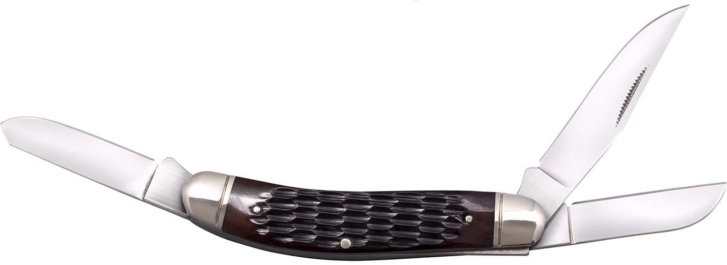 Cold Steel CSFLGSTKMJ Gentleman’s Stockman 2″/2.10″/2.50″ Folding Clip/Sheepsfoot/Spey Plain 8Cr13MoV SS Blade/Brown Jigged w/Polished Bolsters Bone Handle