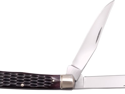 Cold Steel CSFLTRPRJ Trapper  3″ Folding Clip/Spey Plain 8Cr13MoV SS Blade/Brown Jigged w/Polished Bolsters Bone Handle