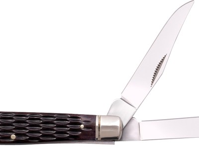 Cold Steel CSFLMTRPRJ Trapper  Mini 2.60″/2.70″ Folding Clip/Spey Plain 3Cr13MoV SS Blade/Brown Jigged w/Polished Bolsters Bone Handle