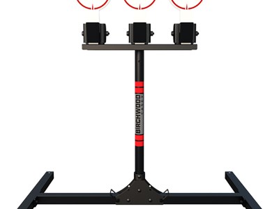 Birchwood Casey 3TPR 3 Spring Loaded Self Resting Targets Plate Rack Black/Red AR500 Steel 0.37″ Thick Standing