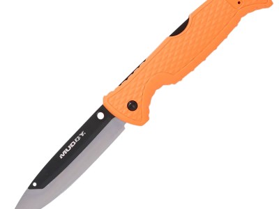 Muddy MUD-FL-35RB5PZ SWAP Replace-A-Blade 3.50″ Folding Drop Point Plain 420J2 SS Blade, Blaze Orange Textured GFN Handle, Includes Lanyard/Pocket Clip, 3 Replacement Blades