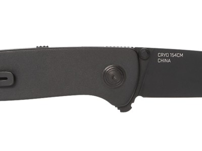 S.O.G SOG11150143 Twitch III 3.10″ Folding Drop Point Plain Black TiNi 154CM SS Blade, Black Aluminum Handle
