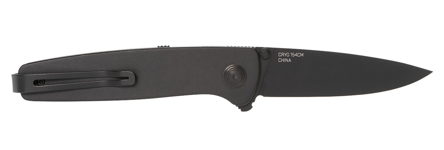 S.O.G SOG11150143 Twitch III 3.10″ Folding Drop Point Plain Black TiNi 154CM SS Blade, Black Aluminum Handle
