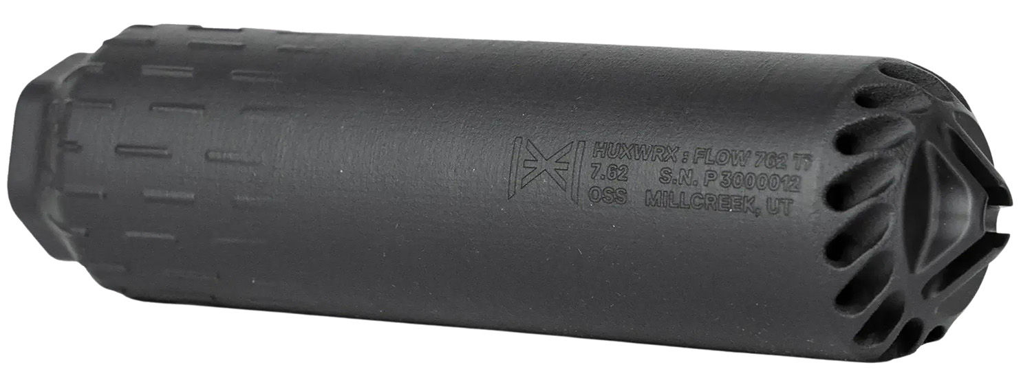 Huxwrx 2748 FLOW 762 TI  30 Cal (7.62mm), 6.70″ Long 1.80″ Diameter, Black Titanium, 5/8″-24 tpi DT Mount