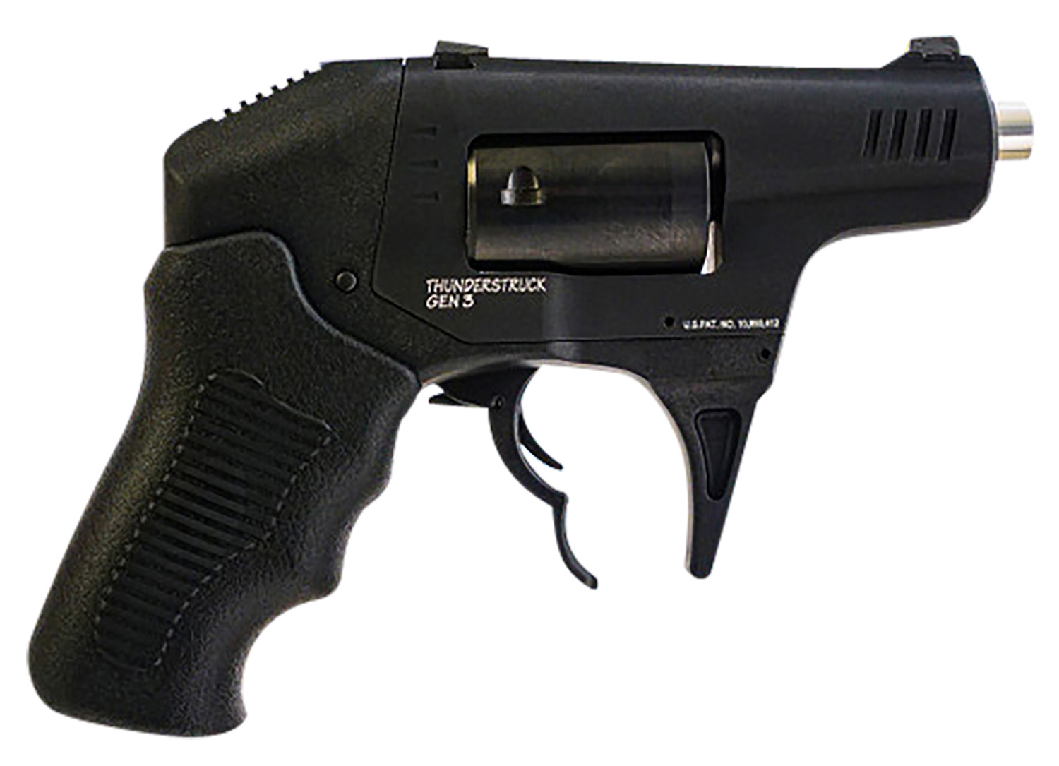 Standard Mfg S333GENIII Thunderstruck Gen III 22 WMR 8rd Shot 2.25″ Black Double Barrel Black Hardcoat Anodized Aluminum Frame Black Cylinder Black Finger Grooved Polymer Grips