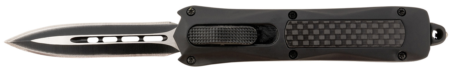 Steel River Knives MA163BD Spartan  Mini 2.70″ OTF Dagger Plain Black/Silver 440C SS Blade/ Black w/Carbon Fiber Inlay Aluminum Zinc Alloy Handle