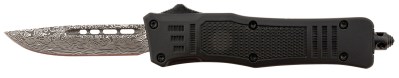 Steel River Knives MT616BDDP Spartan  Mini 2.75″ OTF Drop Point Plain Laser Etched Damascus 440C SS Blade/4.25″ Black Aluminum Zinc Alloy Handle