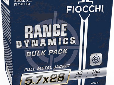 Fiocchi 57FMJ40 Range Dynamics  5.7x28mm 40gr Full Metal Jacket 150 Per Box/3 Case *Bulk