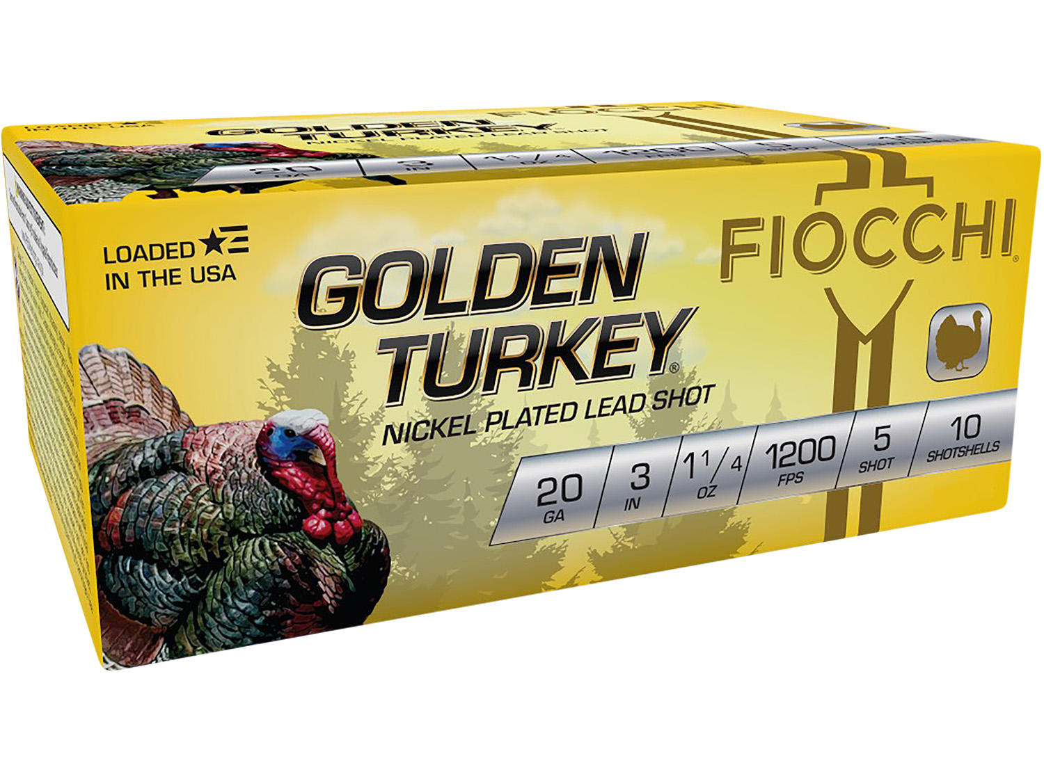 Fiocchi 203TRKC5 Golden Turkey  20Gauge 3″ 1 1/4oz 5Shot 10 Per Box/10 Case