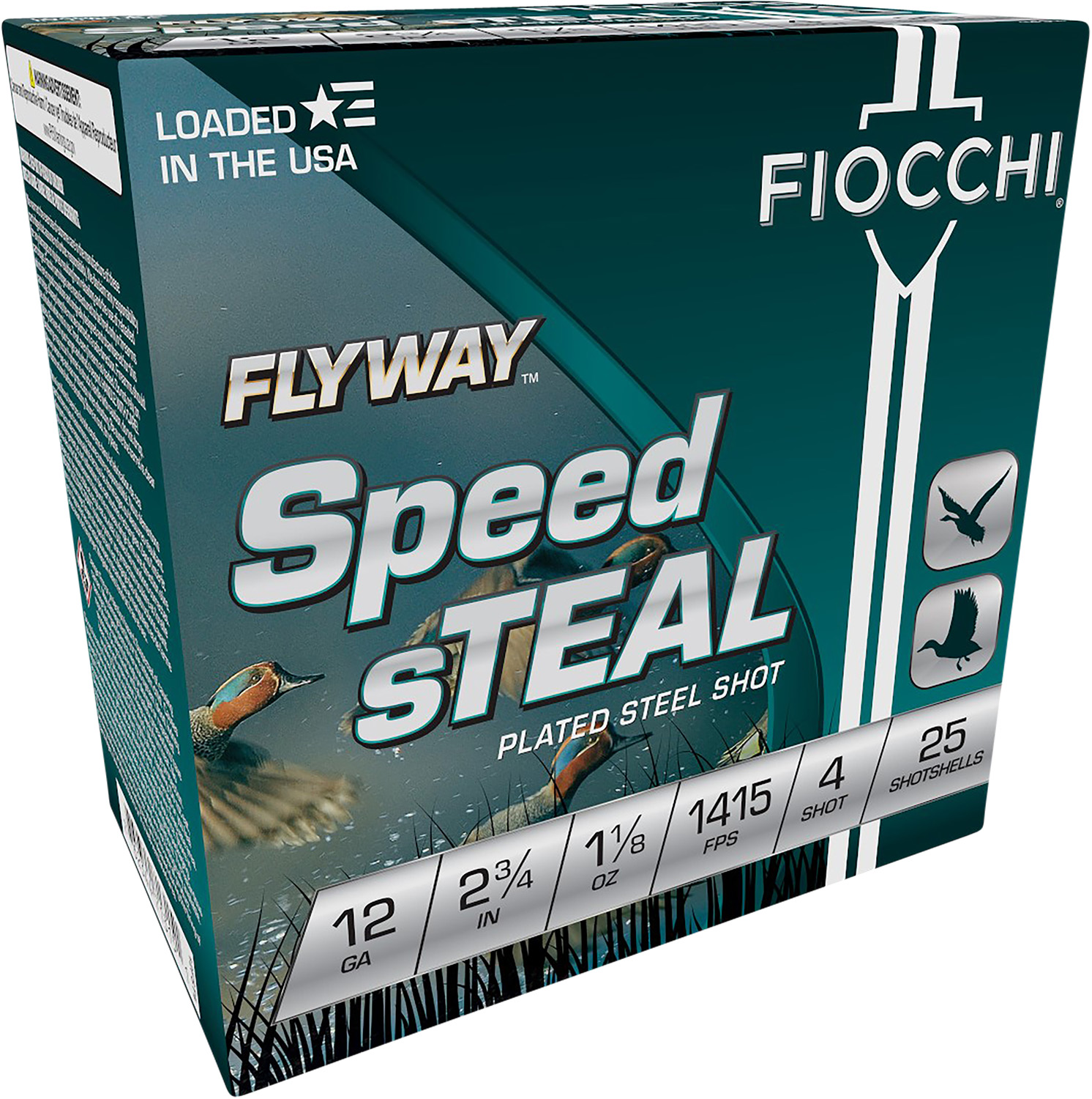 Fiocchi 12FST4 Flyway Speed Steel 12Gauge 2.75″ 1 1/8oz 4Shot 25 Per Box/10 Case