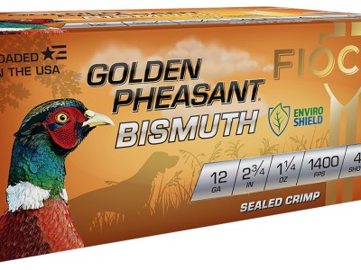 Fiocchi 12GPB4 Golden Pheasant Bismuth 12Gauge 2.75″ 1 1/4oz 4Shot 10 Per Box/10 Case